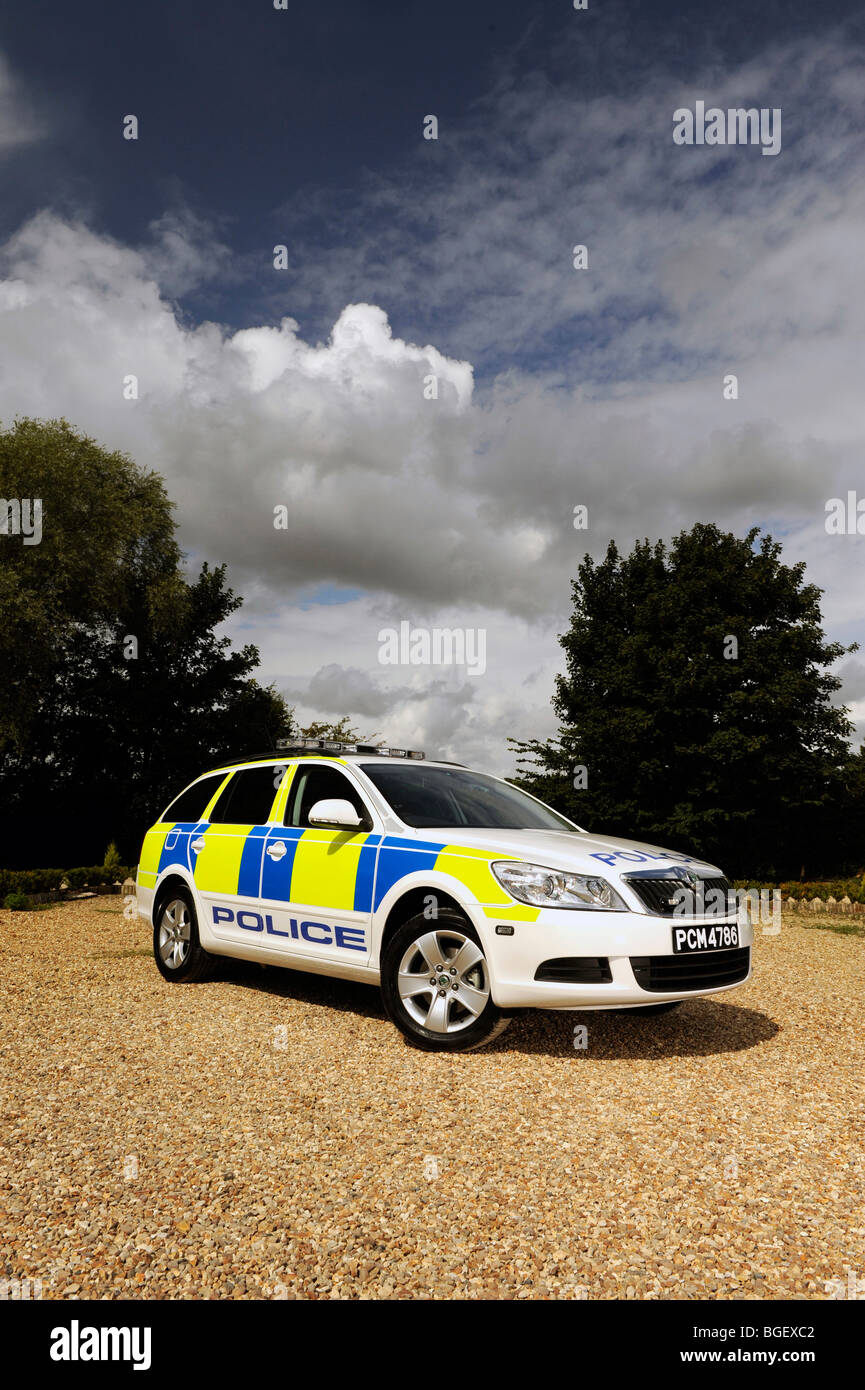 2009 Skoda Octavia station wagon auto della polizia in Trinidad e Tobago rivestimento Foto Stock