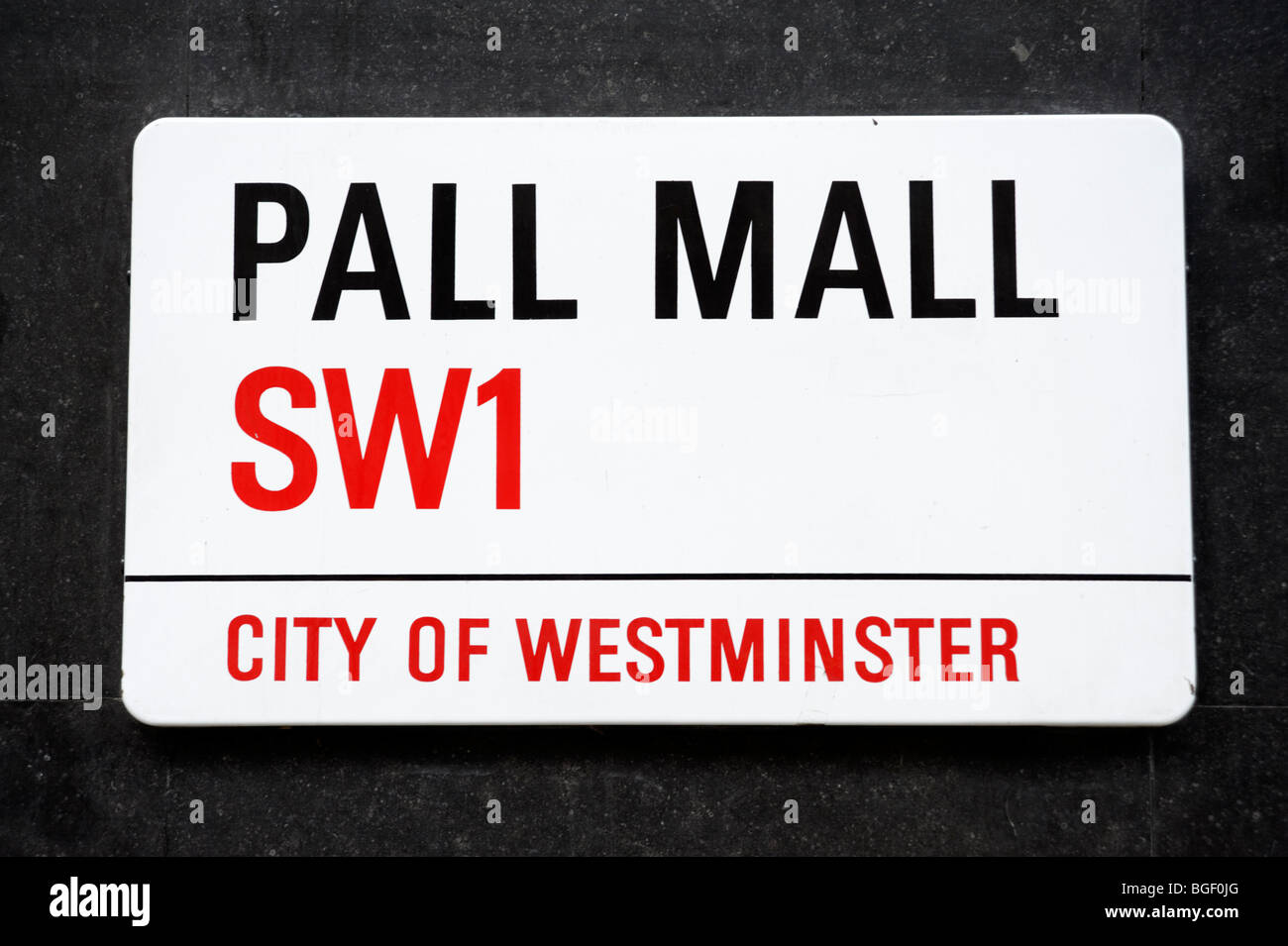 Pall Mall street segno. Londra. Regno Unito 2009. Foto Stock