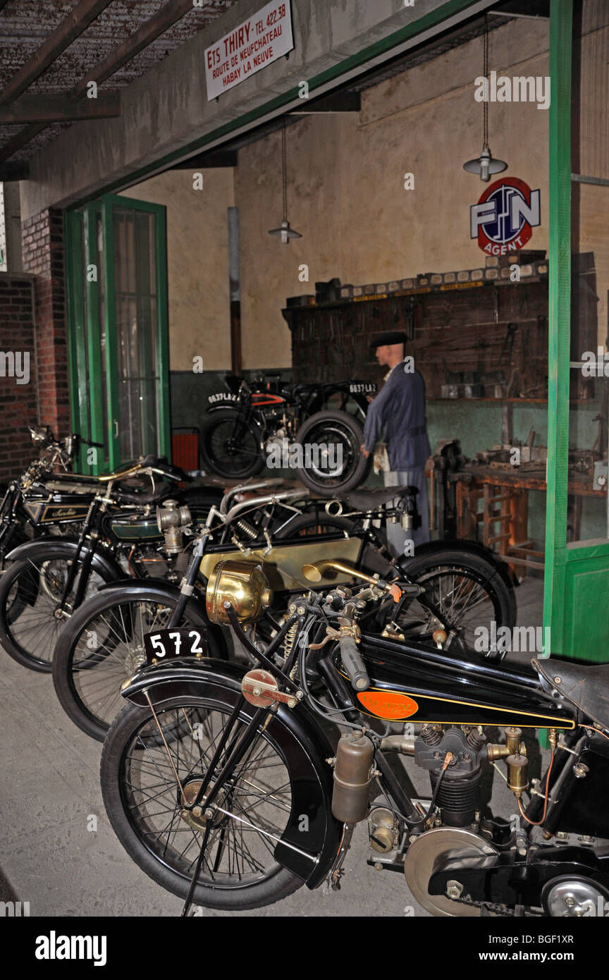Motociclo FN Herstal,NSU,Gilet,Sarolea,officina meccanica,produzione belga,Autoworld Museum, il Parco del cinquantesimo, Bruxelles Foto Stock