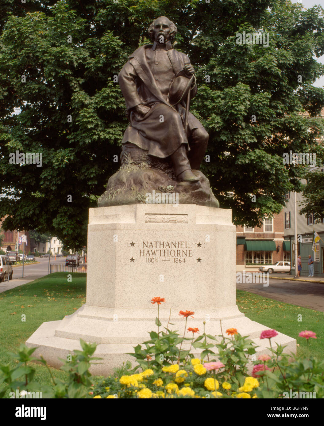 Stati Uniti Massachusetts Salem Nathaniel Hawthorne statua Foto Stock