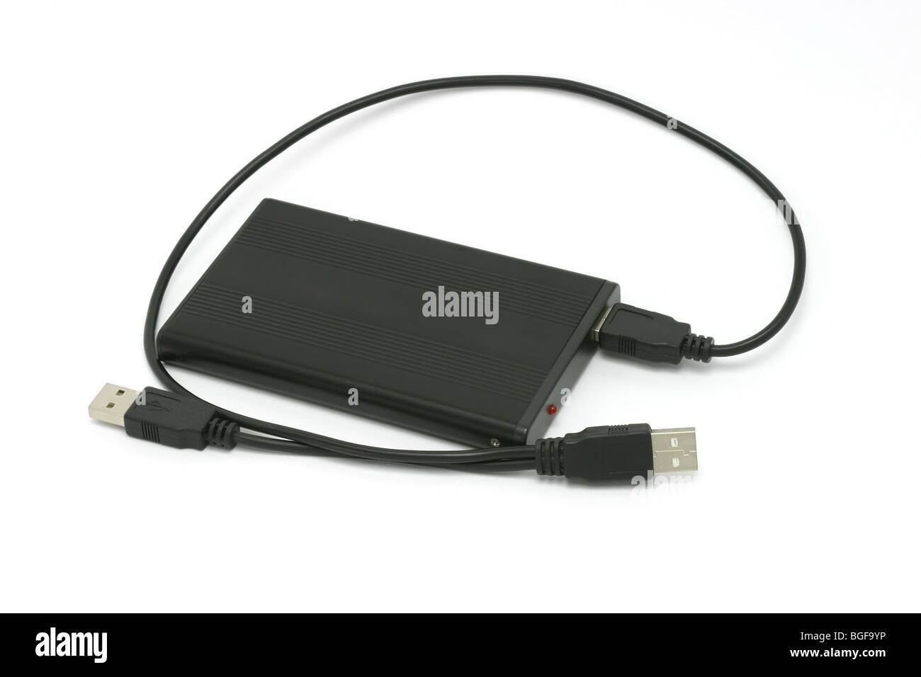 Portable HDD esterno Unità disco rigido con cavo USB su sfondo bianco Foto Stock