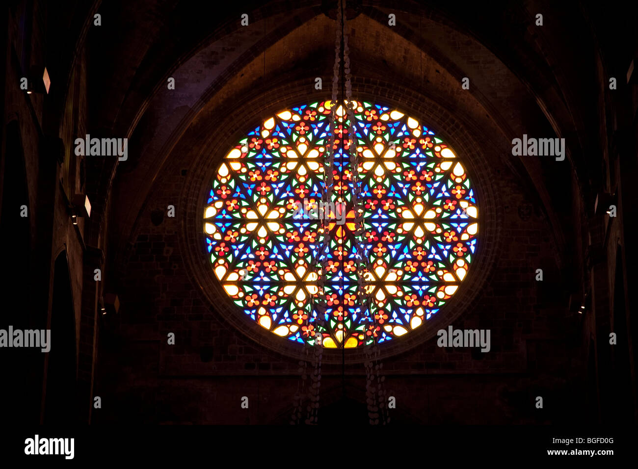 Principali rosone, Cattedrale, Palma de Mallorca, Spagna Foto Stock