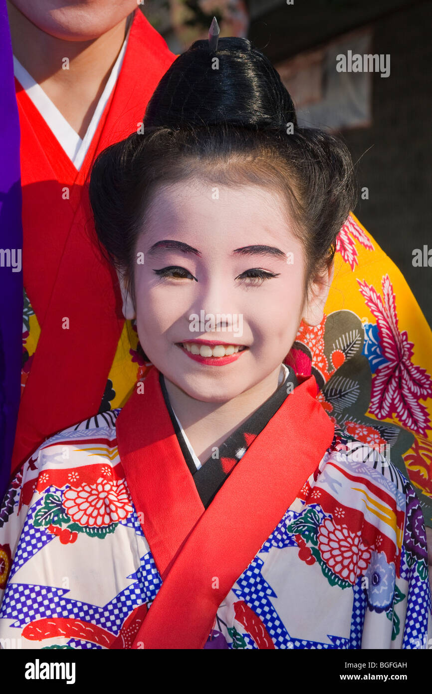 Kimono tradizionali, Nisei settimana festa giapponese, Little Tokyo, Los Angeles, California, Stati Uniti d'America Foto Stock