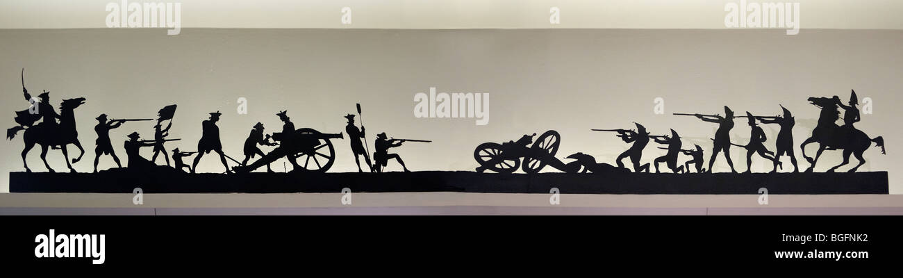 Silhouette in metallo nella parete nicchie del Dipartimento del Museo di interni, Washington DC. Foto Stock