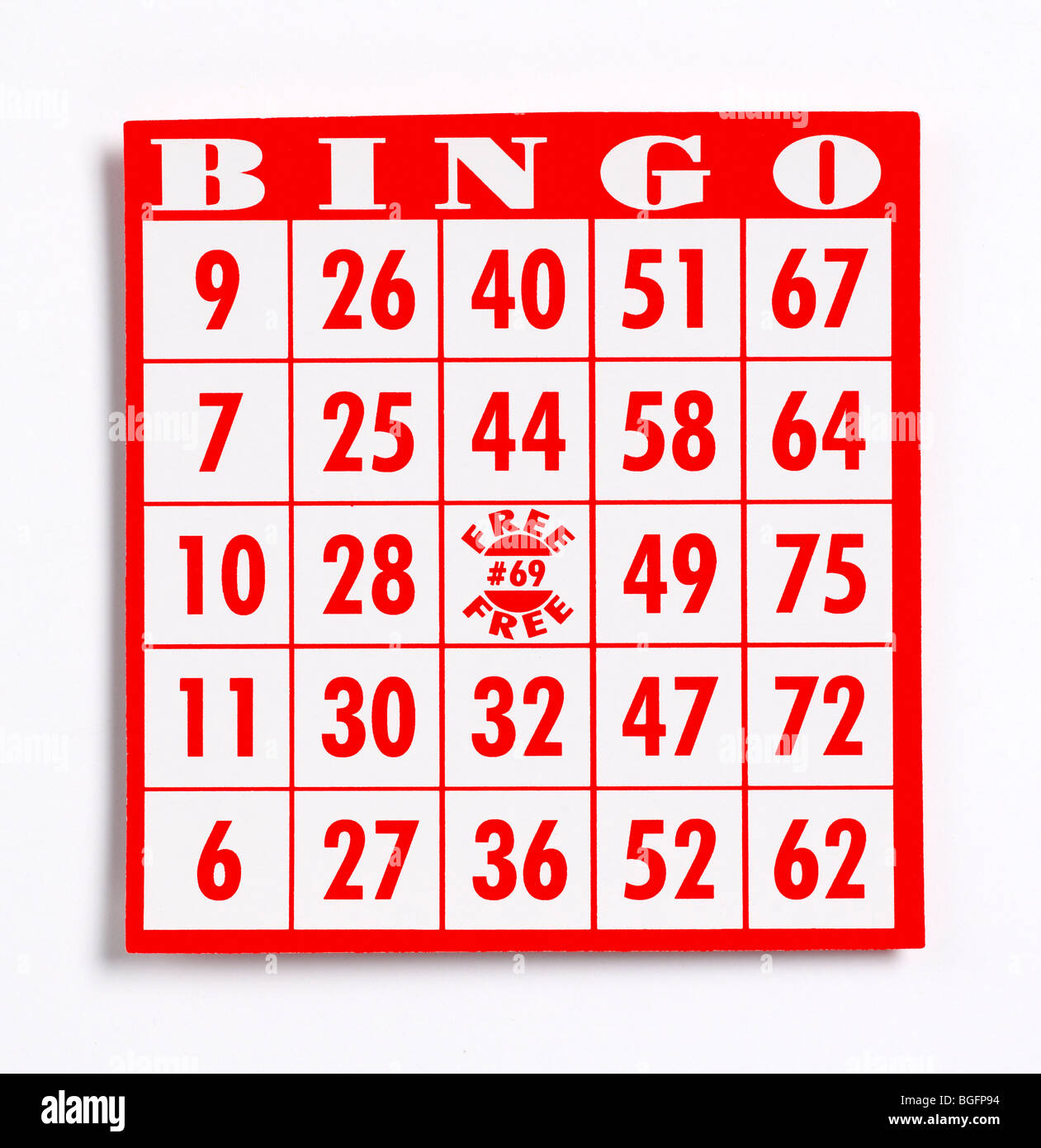 Scheda di gioco di Bingo Foto Stock