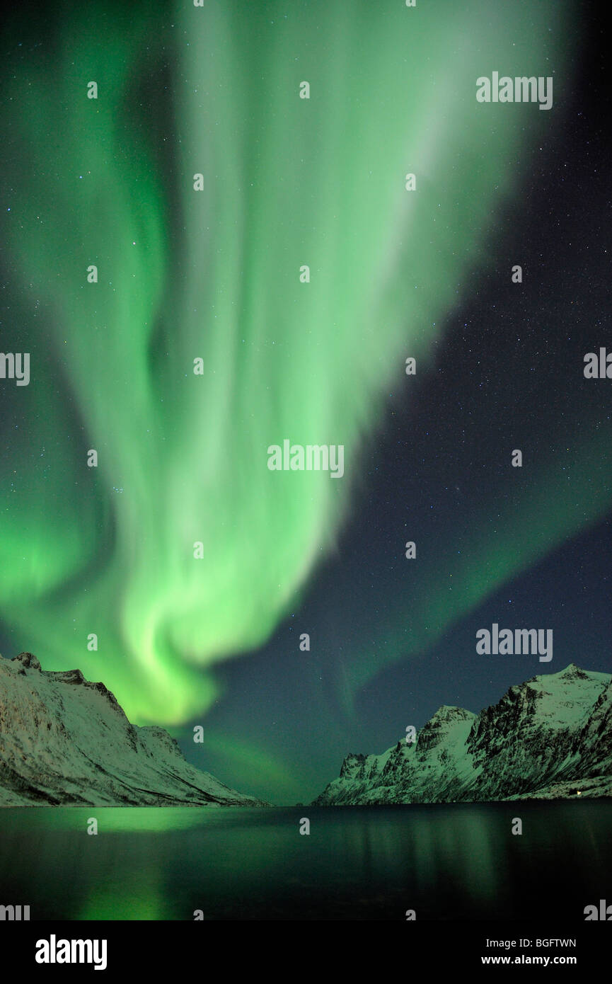 Luci del nord (Aurora Boreale) nel nord della Norvegia Foto Stock