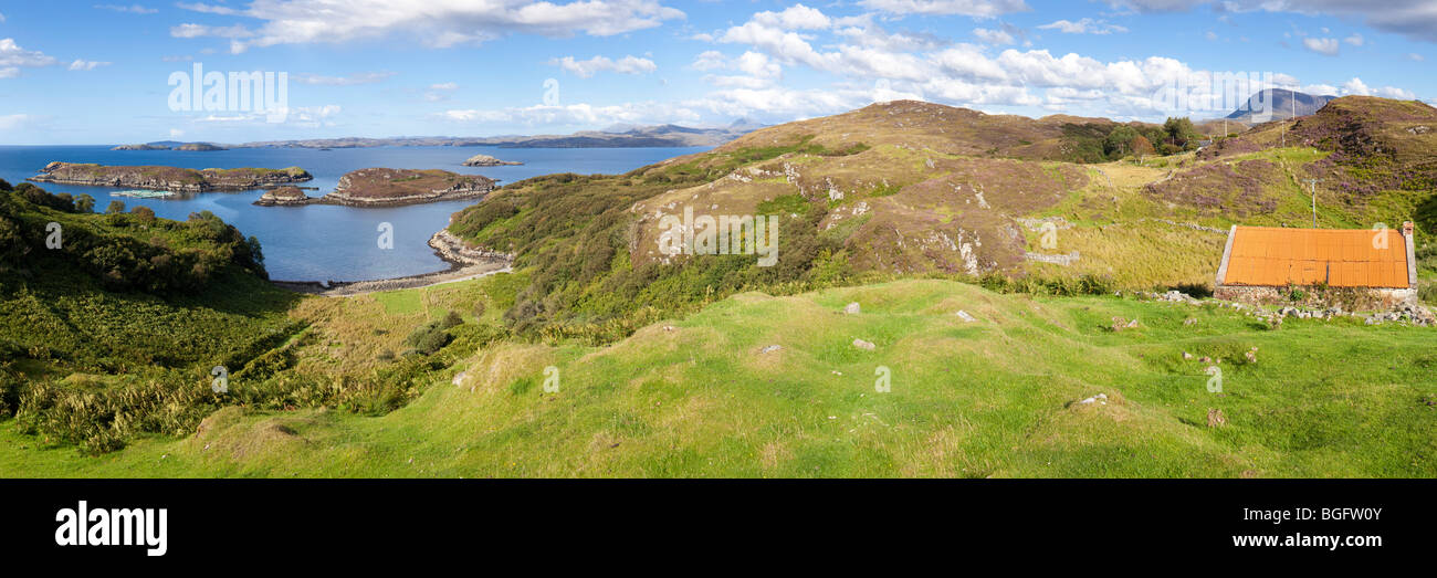 Eddrachilis Bay da Drumbeg, Highland, Scozia - realizzato da 7 o 8 le immagini ad alta risoluzione unita e in grado di allargamento gravi Foto Stock