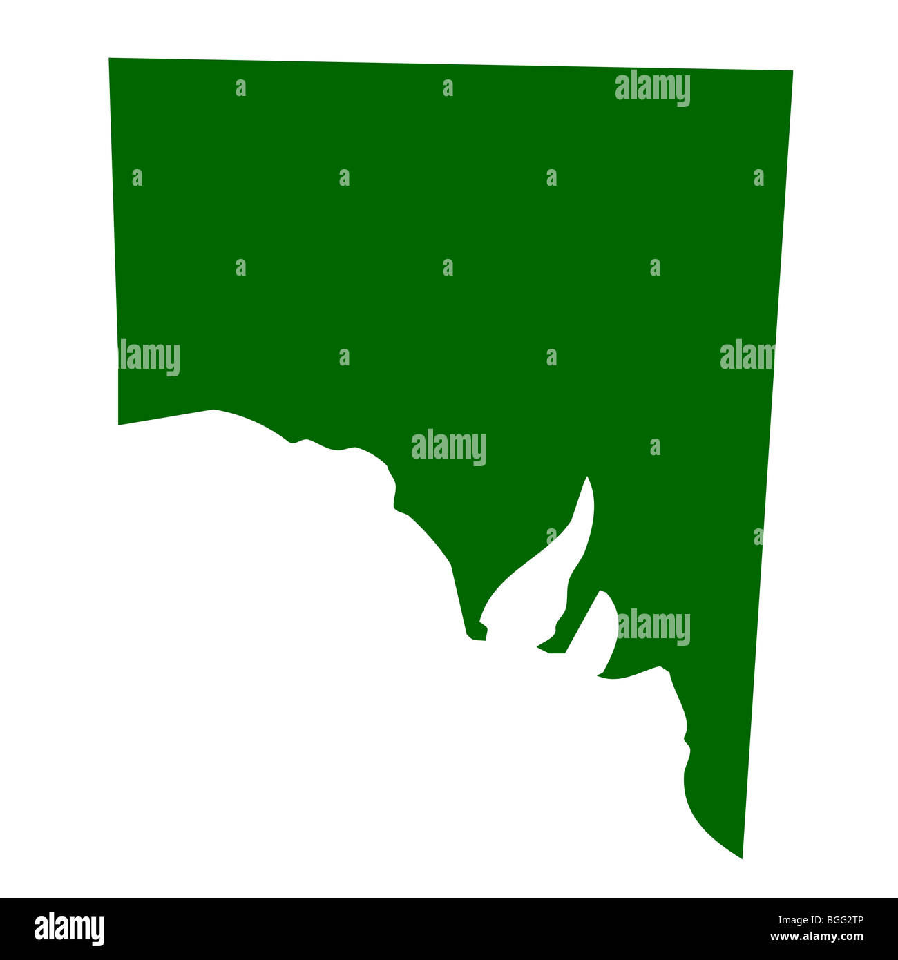 Cartina del Sud Australia stato, isolati su sfondo bianco. Foto Stock
