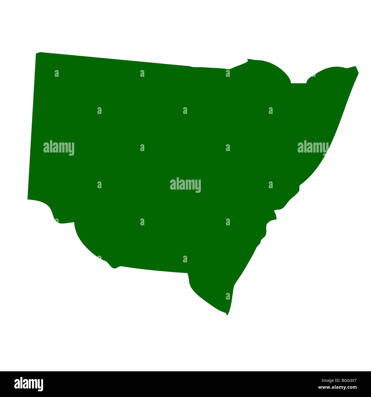 Mappa del Nuovo Galles del Sud, Australia, isolati su sfondo bianco. Foto Stock