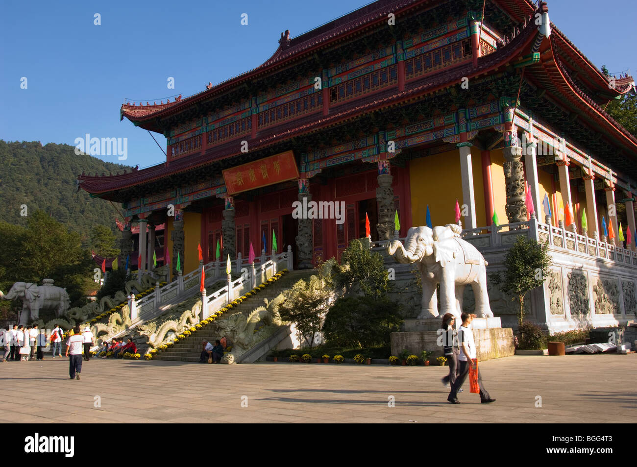 Dabeilou tempio. Uno dei molti templi e monasteri di Jiuhua Shan. Provincia di Anhui, Cina Foto Stock