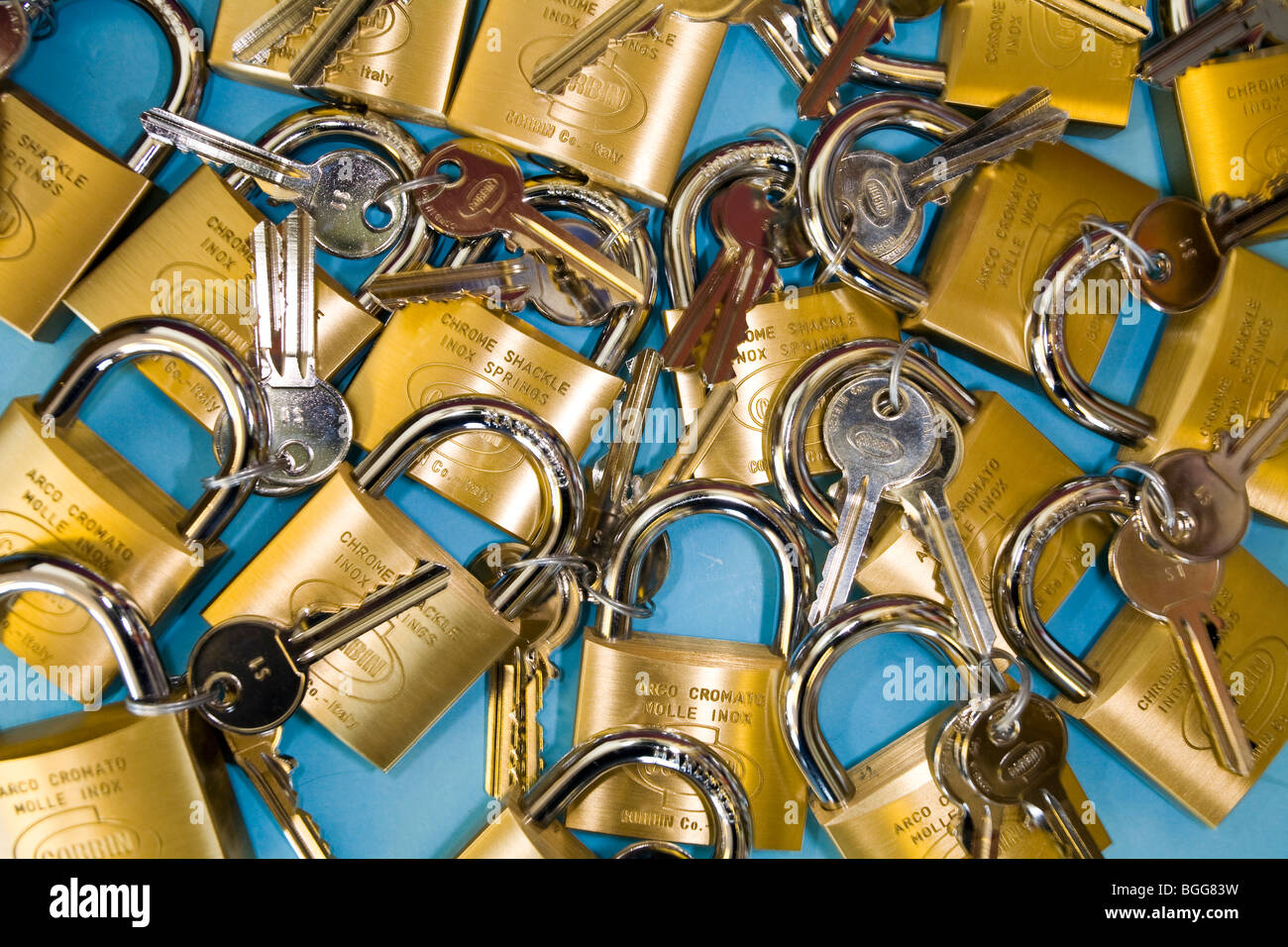 Assortimento di lucchetti in metallo Foto Stock