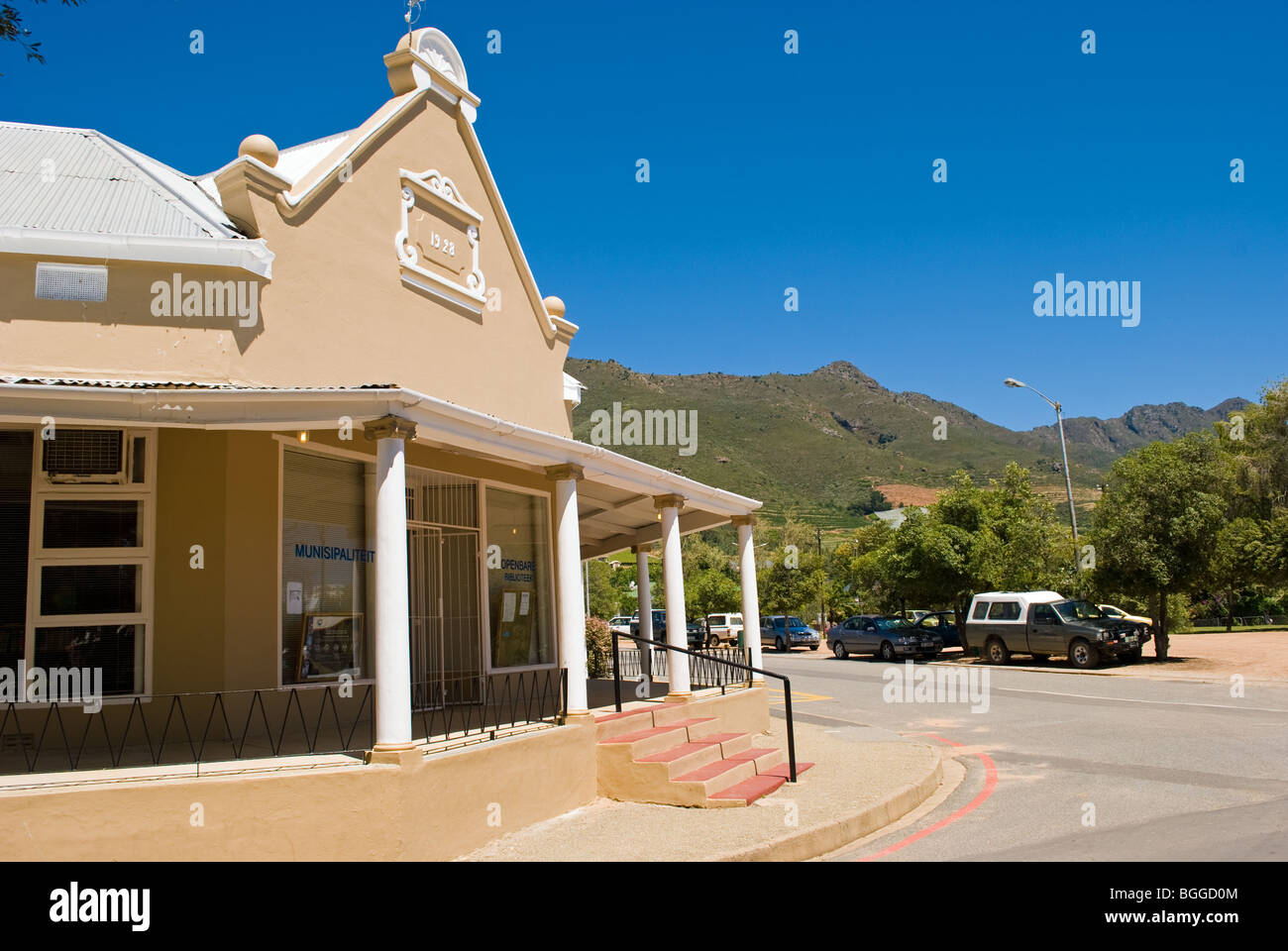 La biblioteca pubblica nel pittoresco villaggio di Riebeek Kasteel, Western Cape, Sud Africa. Foto Stock