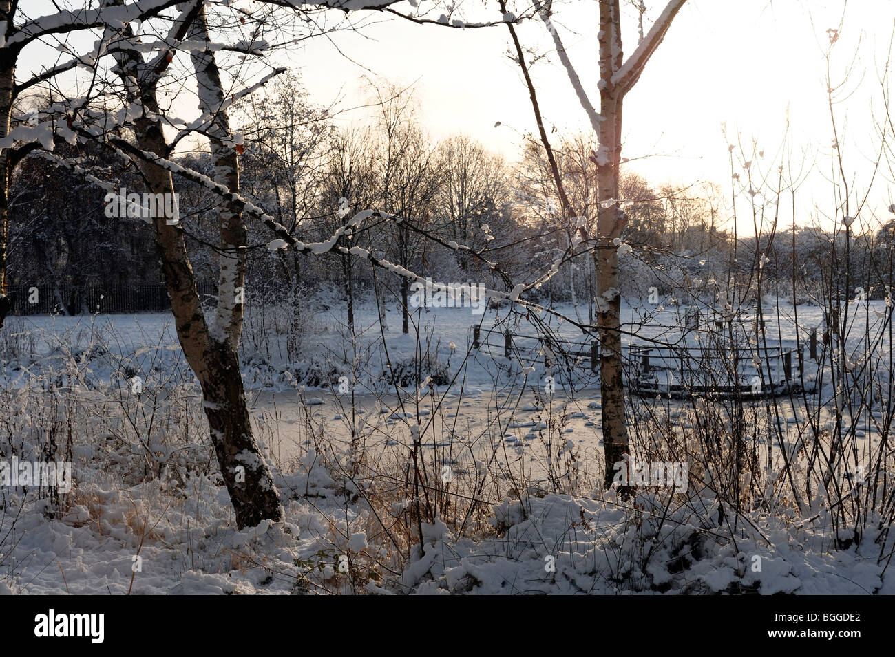 Neve invernale scena Chester Foto Stock