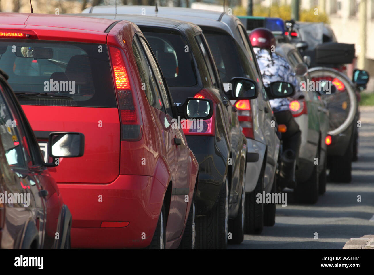 Il traffico nella città di Essen, Nord Reno-Westfalia, Germania. Foto Stock