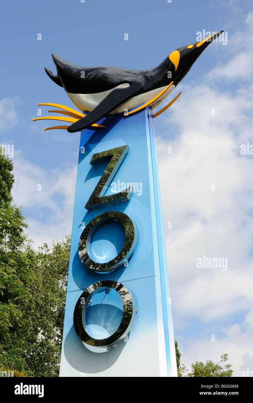Il segno per lo Zoo di Edimburgo, Edimburgo, Scozia, Regno Unito. Foto Stock