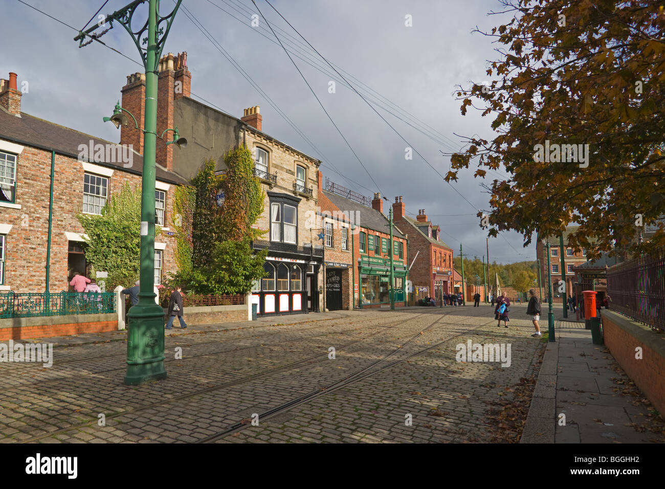 Beamish Open Air Museum, la città, 1913, Main Street, Durham, Inghilterra, Ottobre 2009 Foto Stock