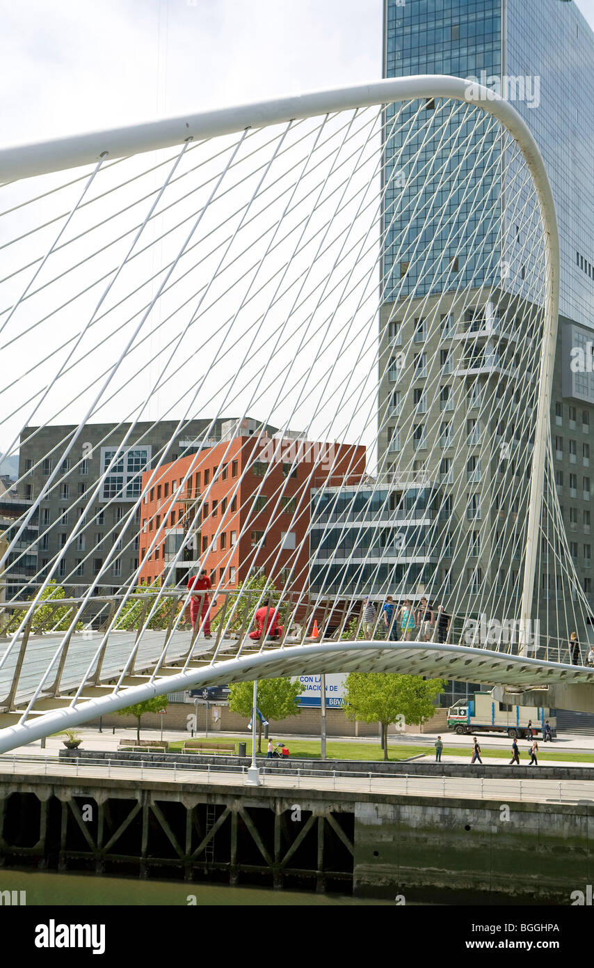 Ponte Zubizuri, Bilbao, Spagna Foto Stock