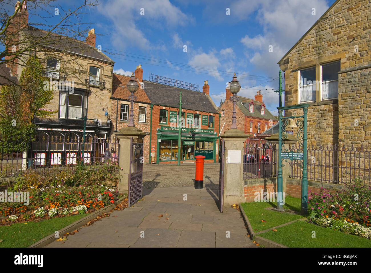 Beamish Open Air Museum, la città, 1913, Parco, Main Street, Durham, Inghilterra, Ottobre 2009 Foto Stock