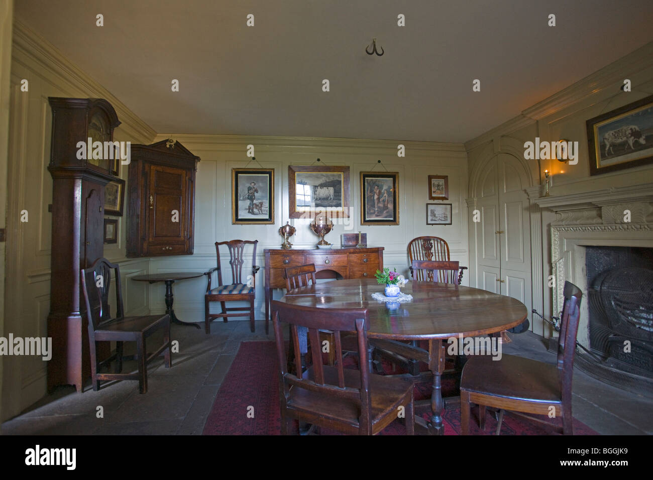 Il museo Beamish, Pockerley Manor, sala da pranzo, interno, 1825, Durham, Inghilterra, Ottobre 2009 Foto Stock