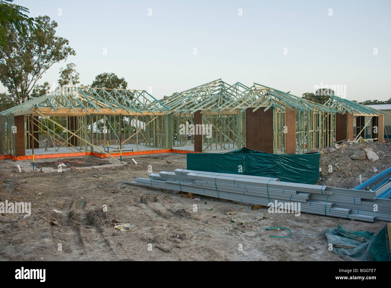 Nuova casa in costruzione in Australia Foto Stock