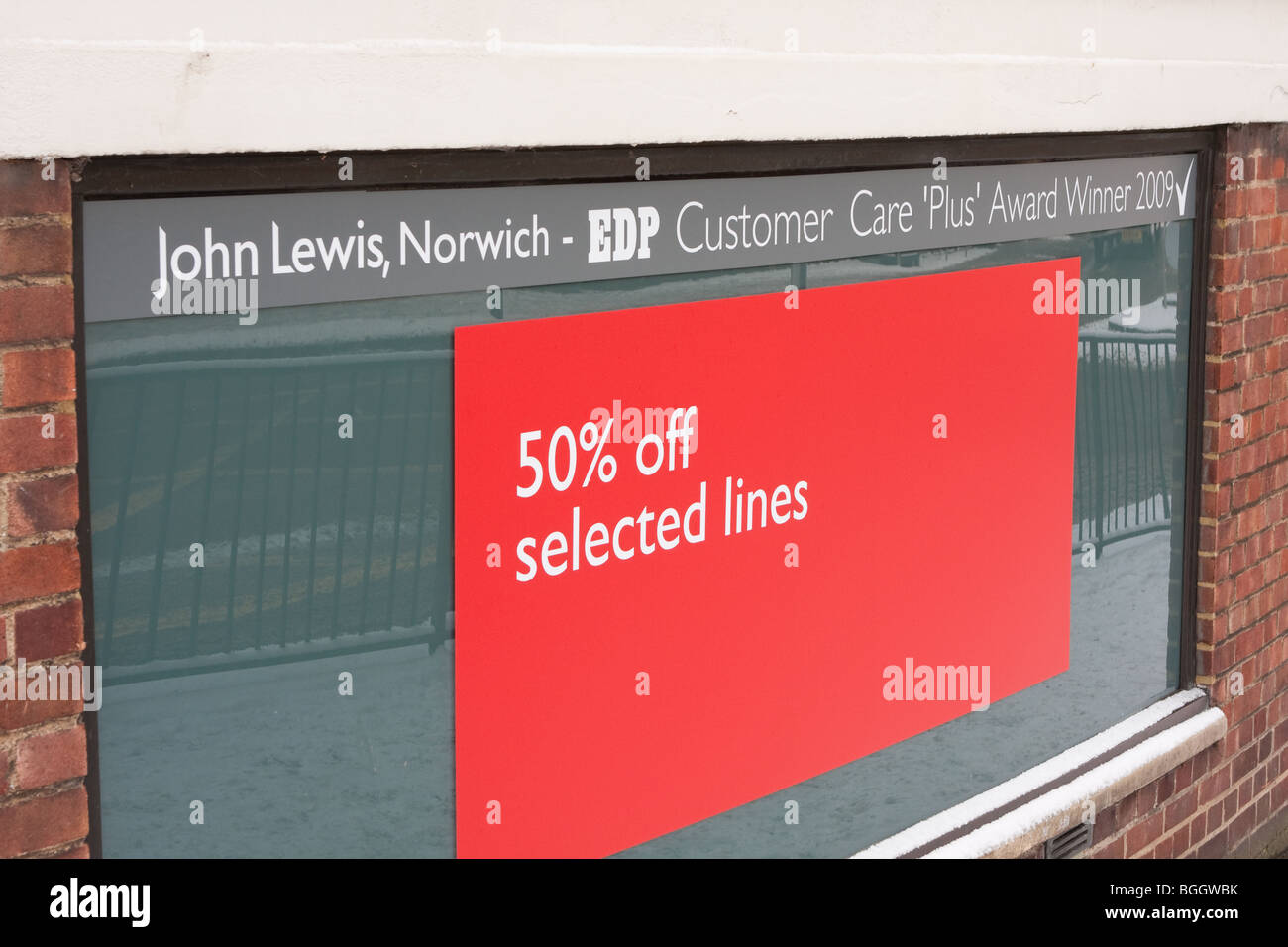 John Lewis department store - Le vendite di gennaio intorno a Norwich nel record nevicata del gennaio 2010 Foto Stock