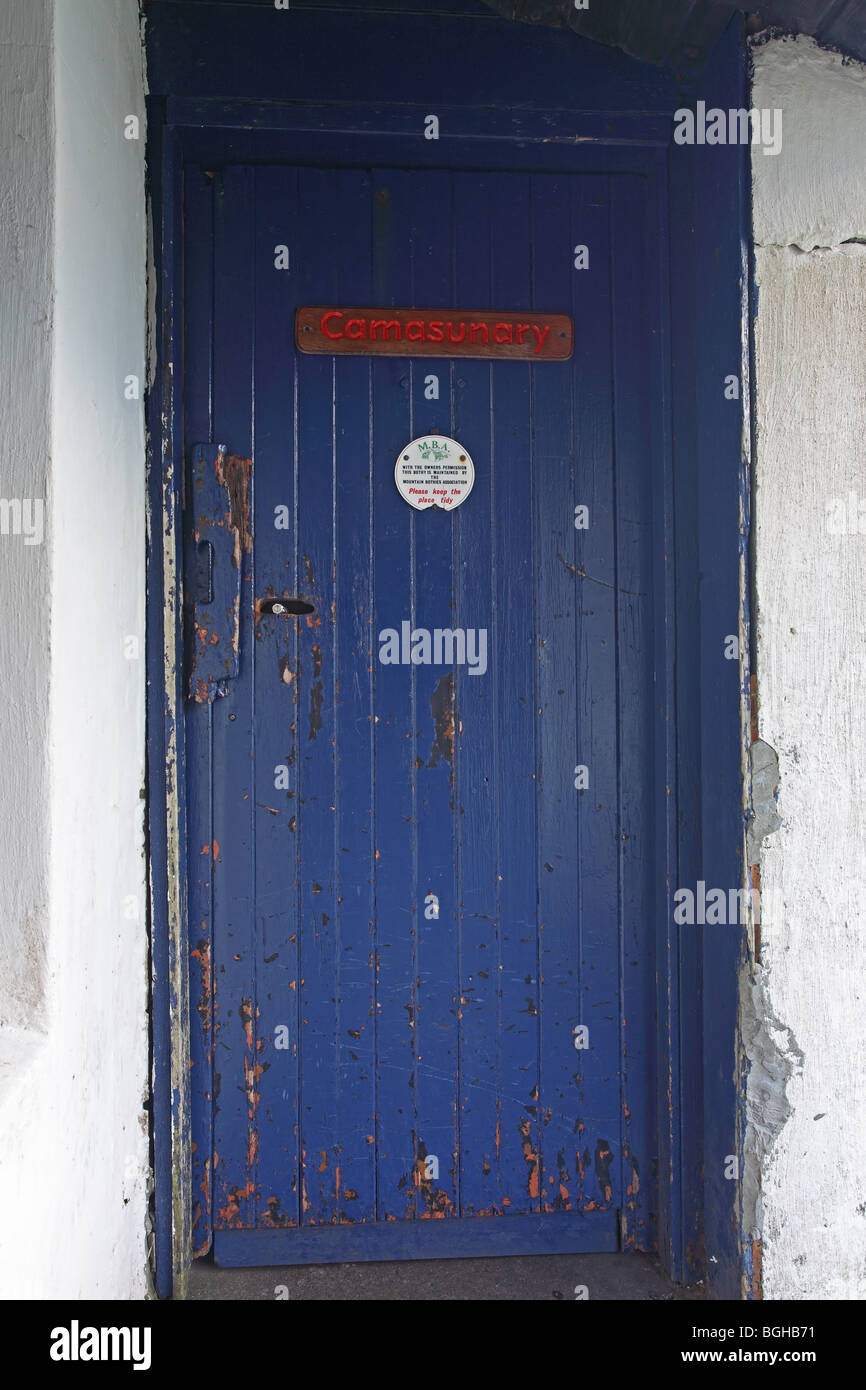 La porta della Bothy a Camasunary Isola di Skye in Scozia Foto Stock