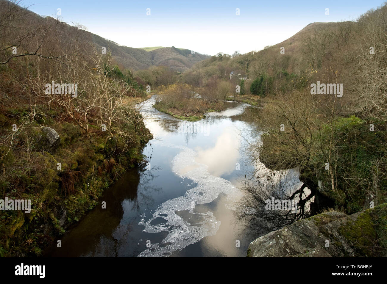 Fiume Rheidol guardando a valle dal Rheidol Cwm Foto Stock