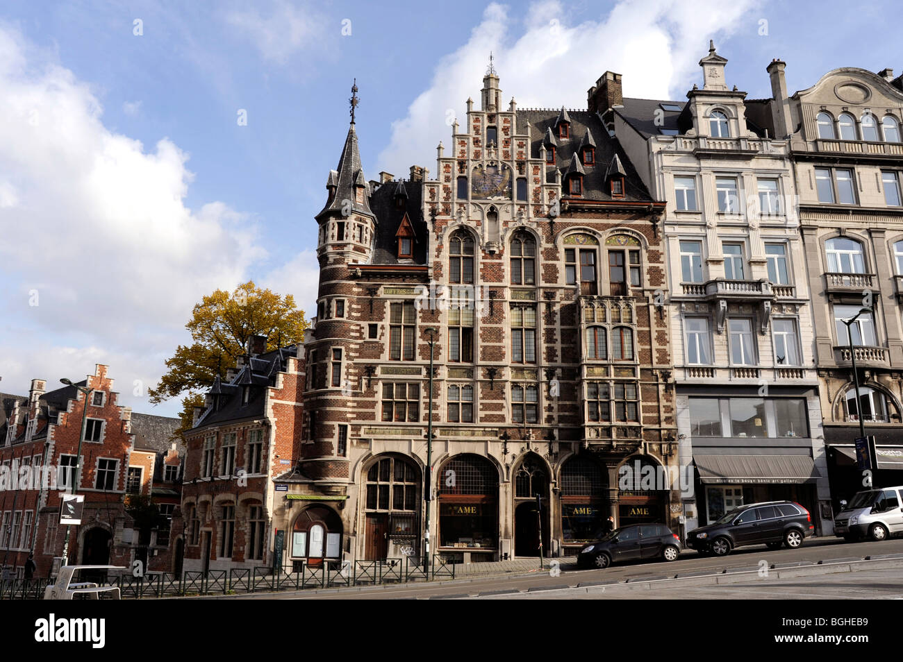 Vecchia casa a Mont des Arts vicino al Royal Place, Brussels, Belgio Foto Stock