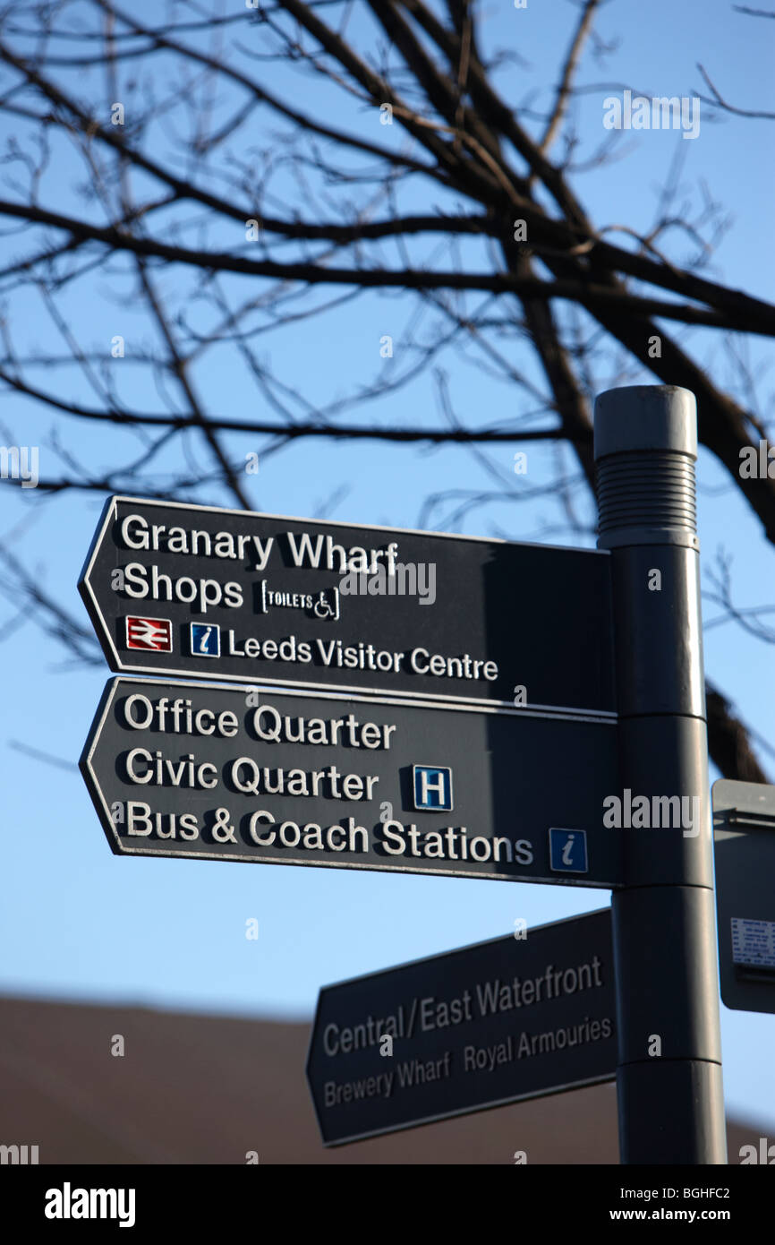 Granary Wharf Leeds Segnaletica Stradale Foto Stock