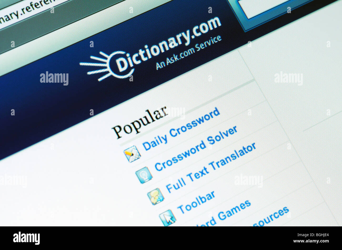 Dictionary.com sito web Foto Stock