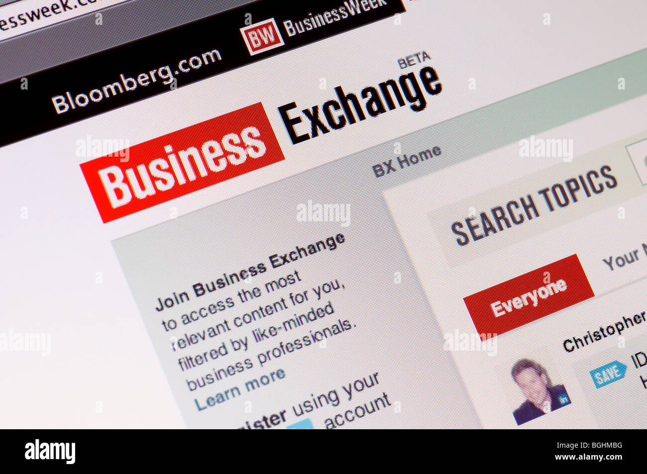 Business Exchange sito web Foto Stock