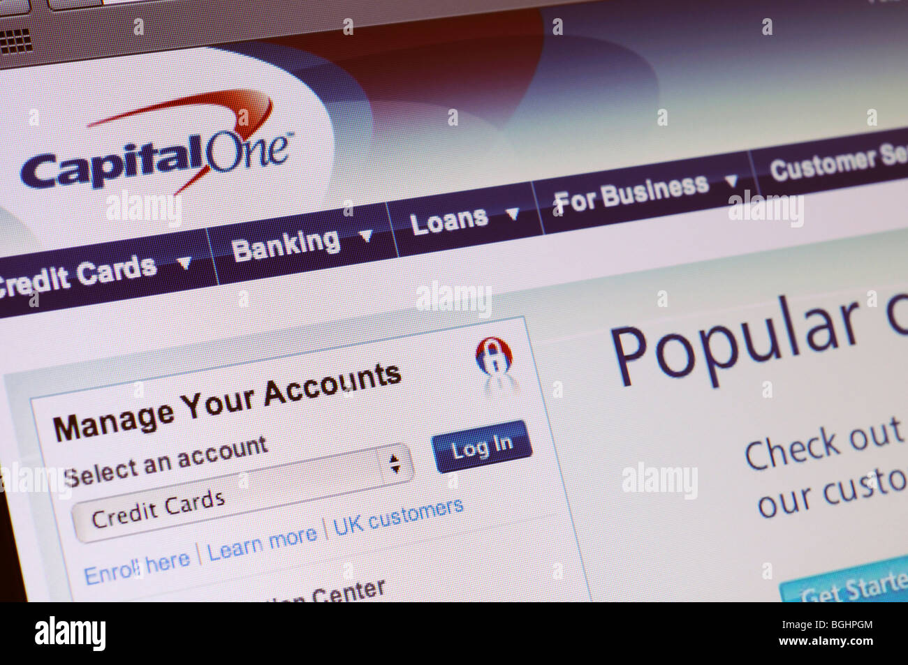 Capital One Bank sito web Foto Stock