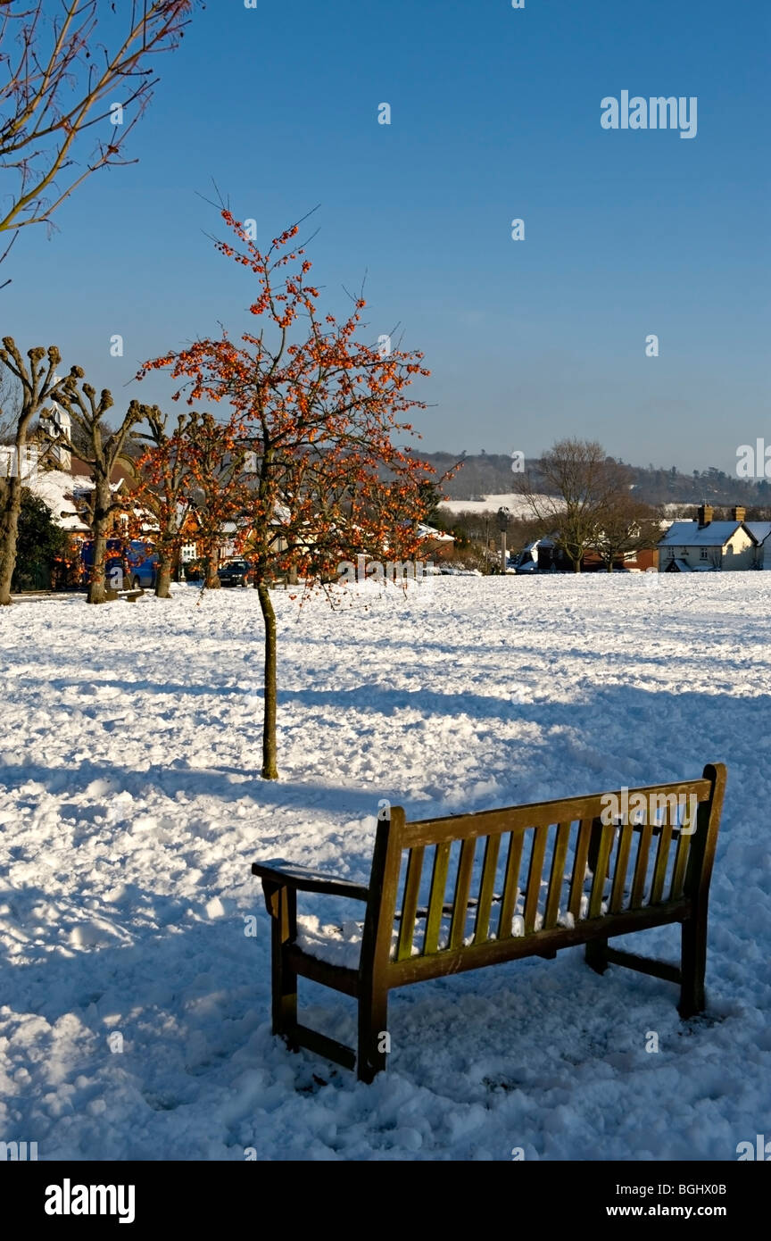 Weald village, Kent, Regno Unito dopo nevicata Foto Stock