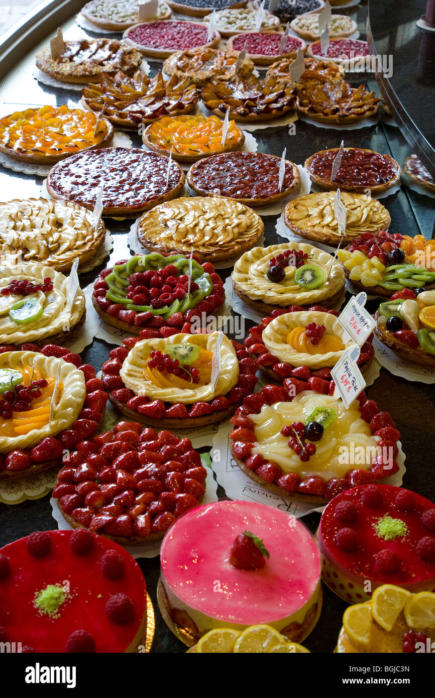 Selezione di torte e crostate di frutta Foto Stock