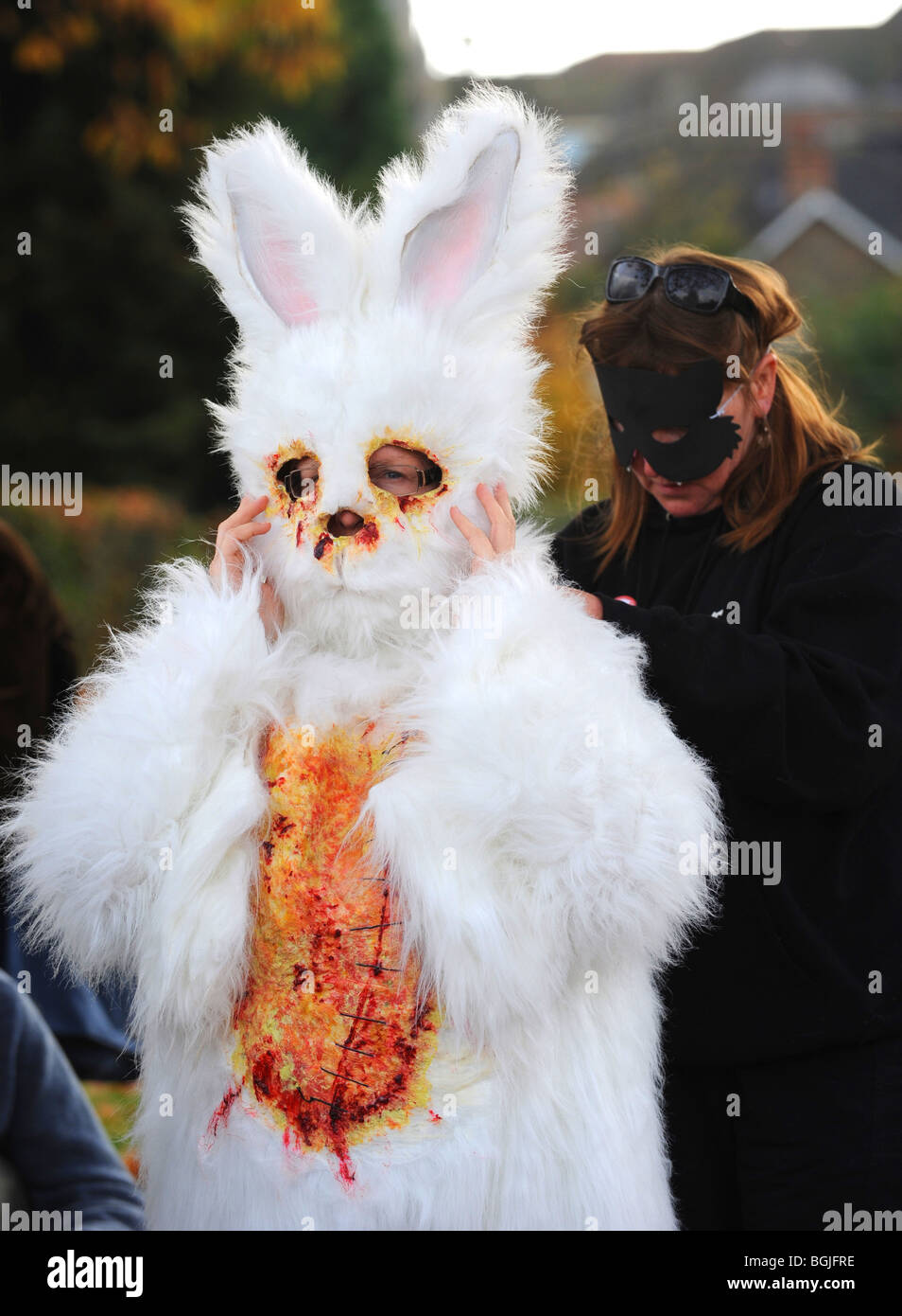 Diritti degli animali manifestanti a una demo in Horsham contro Novartis e Huntington Scienze della vita Foto Stock