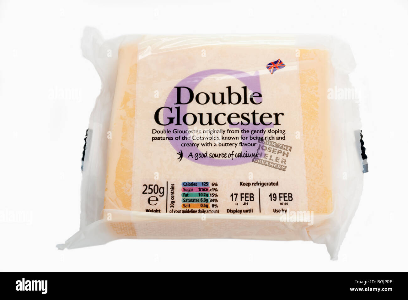 250g pack di datato doppio formaggio Gloucester Foto Stock