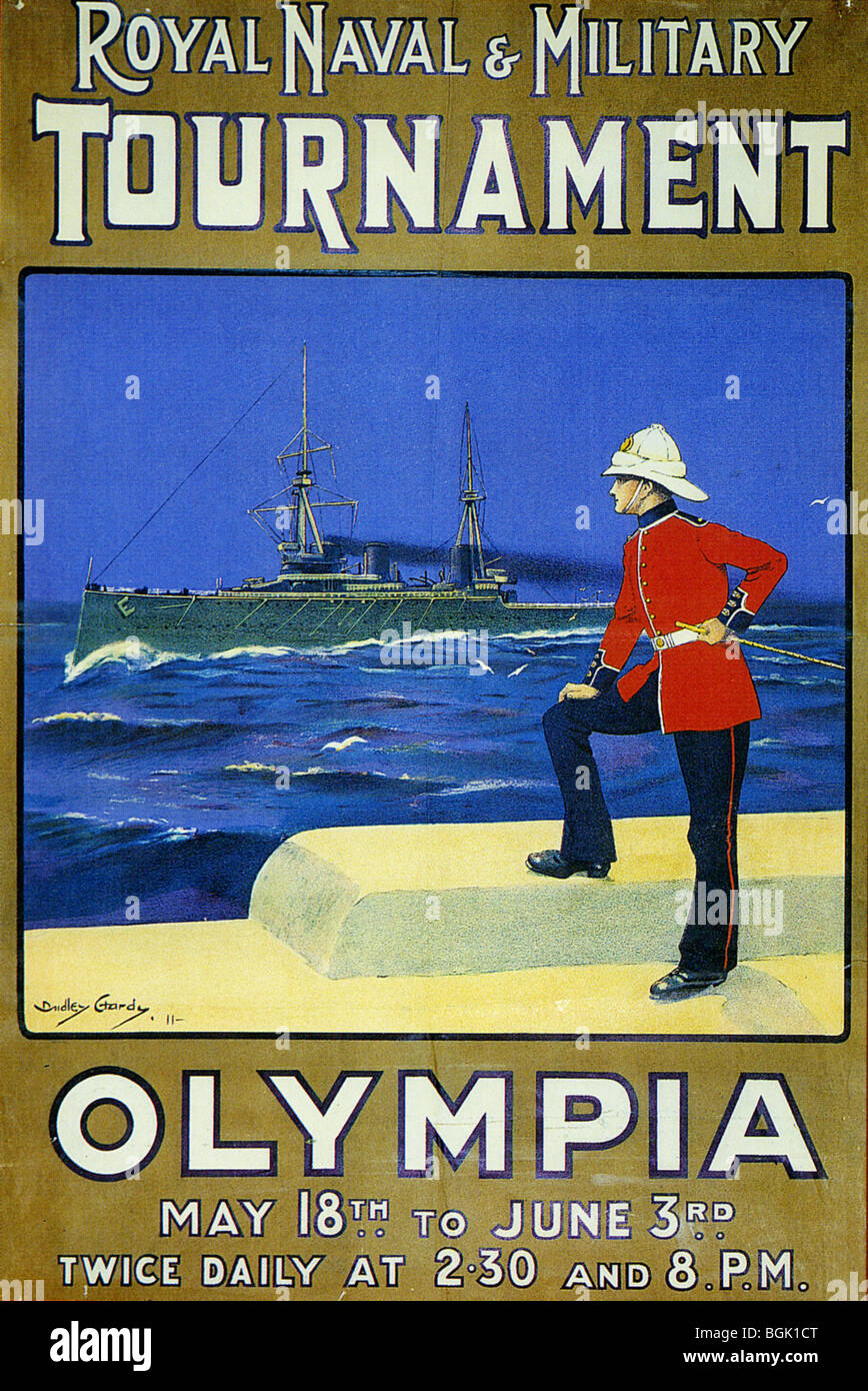 ROYAL NAVAL & torneo militare poster da 1911 Foto Stock