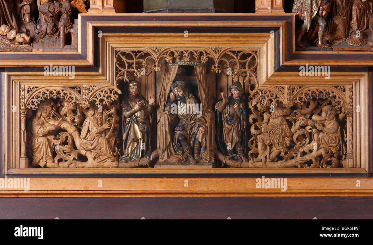 Kleve, Probsteikirche S. Mariae assunta, Marienaltar Hochchor im, 1510/1515 von Henrik Douvermann,Jakob Dericks, scomparto di predella Foto Stock