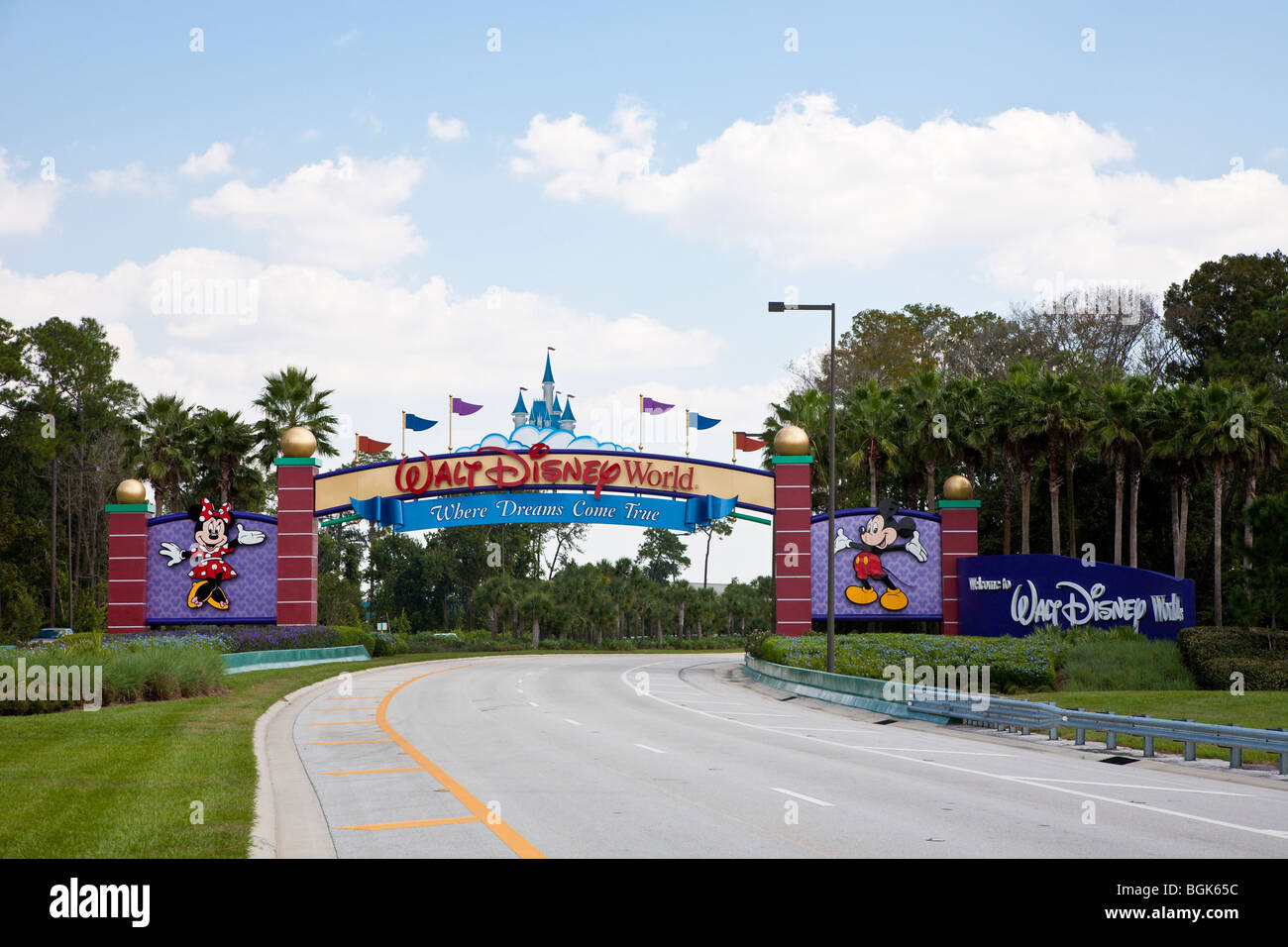 Ingresso occidentale alla proprietà Walt Disney World nella Florida centrale dove i sogni diventano realtà Foto Stock