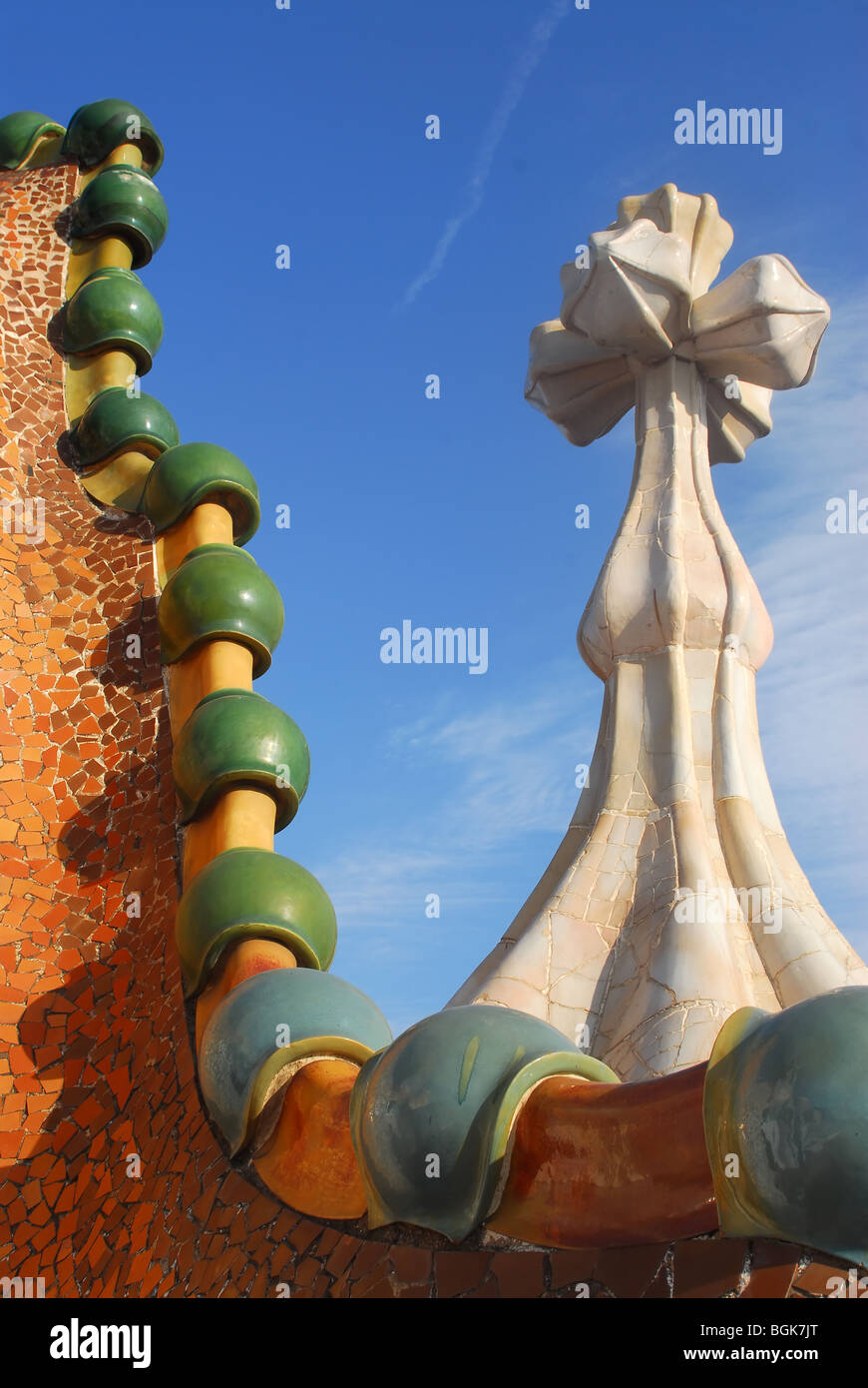 Dettaglio di Antoni Gaudi Casa Batlló di Barcellona. Foto Stock