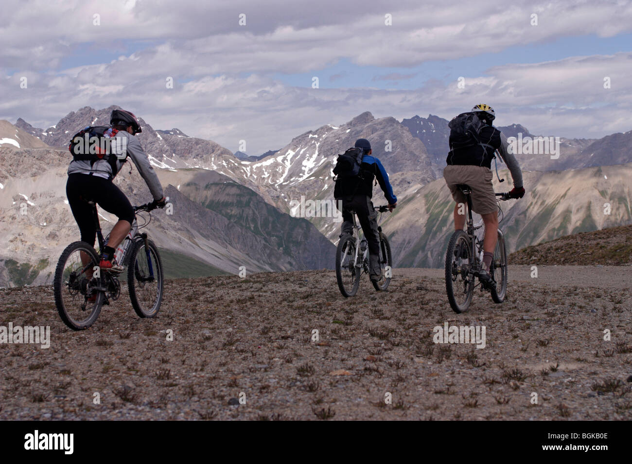 Percorsi in bicicletta vicino a Livigno, Italia Foto Stock