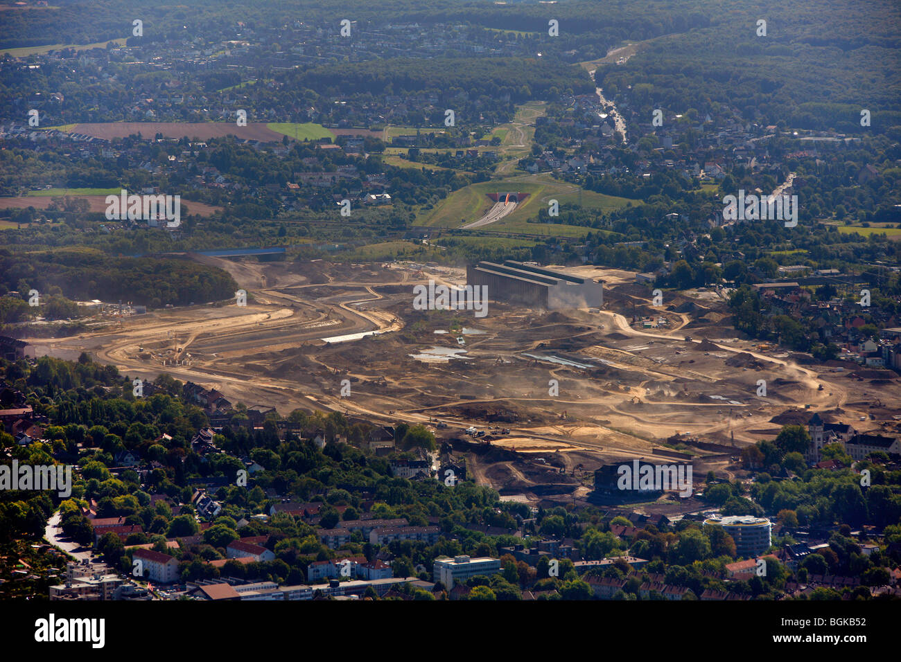 Vista aerea, Emscher, ex mulino di acciaio, Phoenix-See, sito in costruzione, Hoerde, Dortmund, Ruhrgebiet regione nel nord Rhine-Westp Foto Stock
