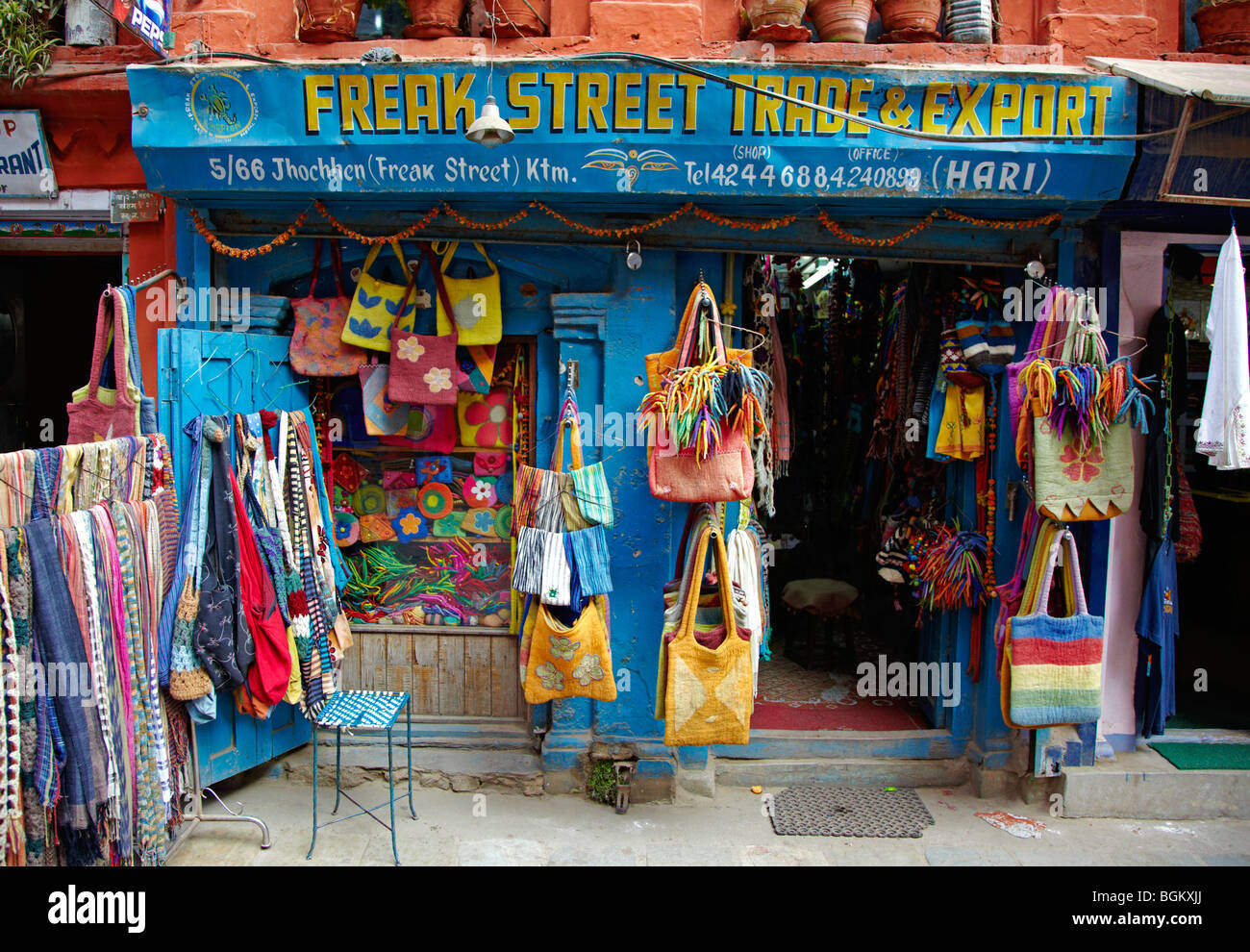 Hippie Shop In Freak Street Durbar Square a Kathmandu in Nepal Asia Foto Stock