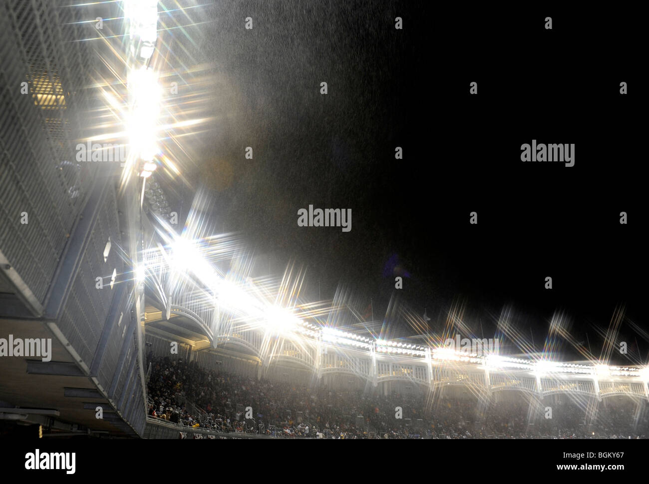Dettaglio del Yankee Stadium luci Foto Stock