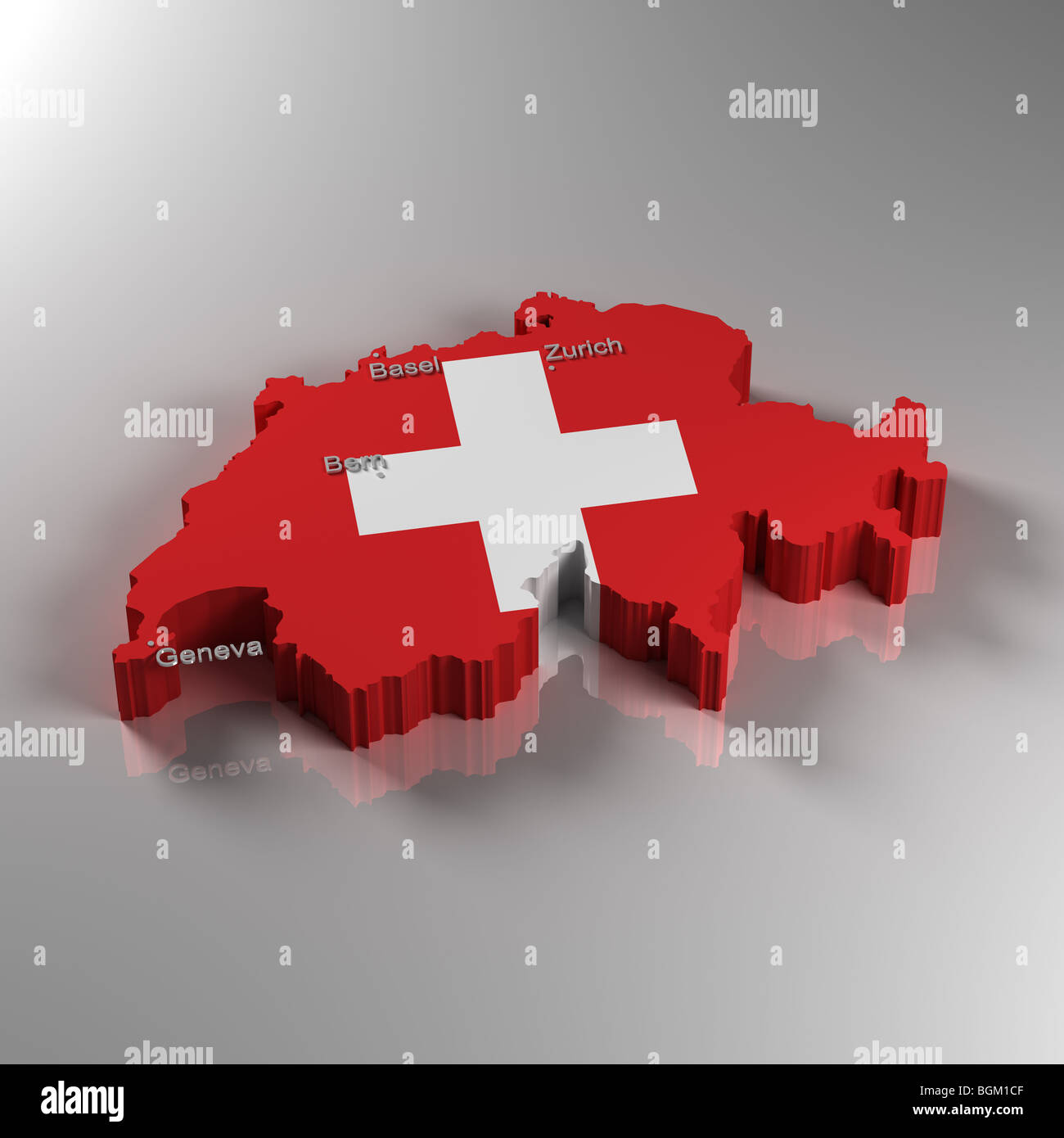 Mappa 3D della Svizzera Foto Stock