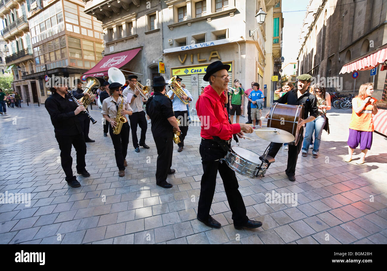 Band per le strade di Palma di Mallorca, Maiorca, Spagna, Europa Foto Stock