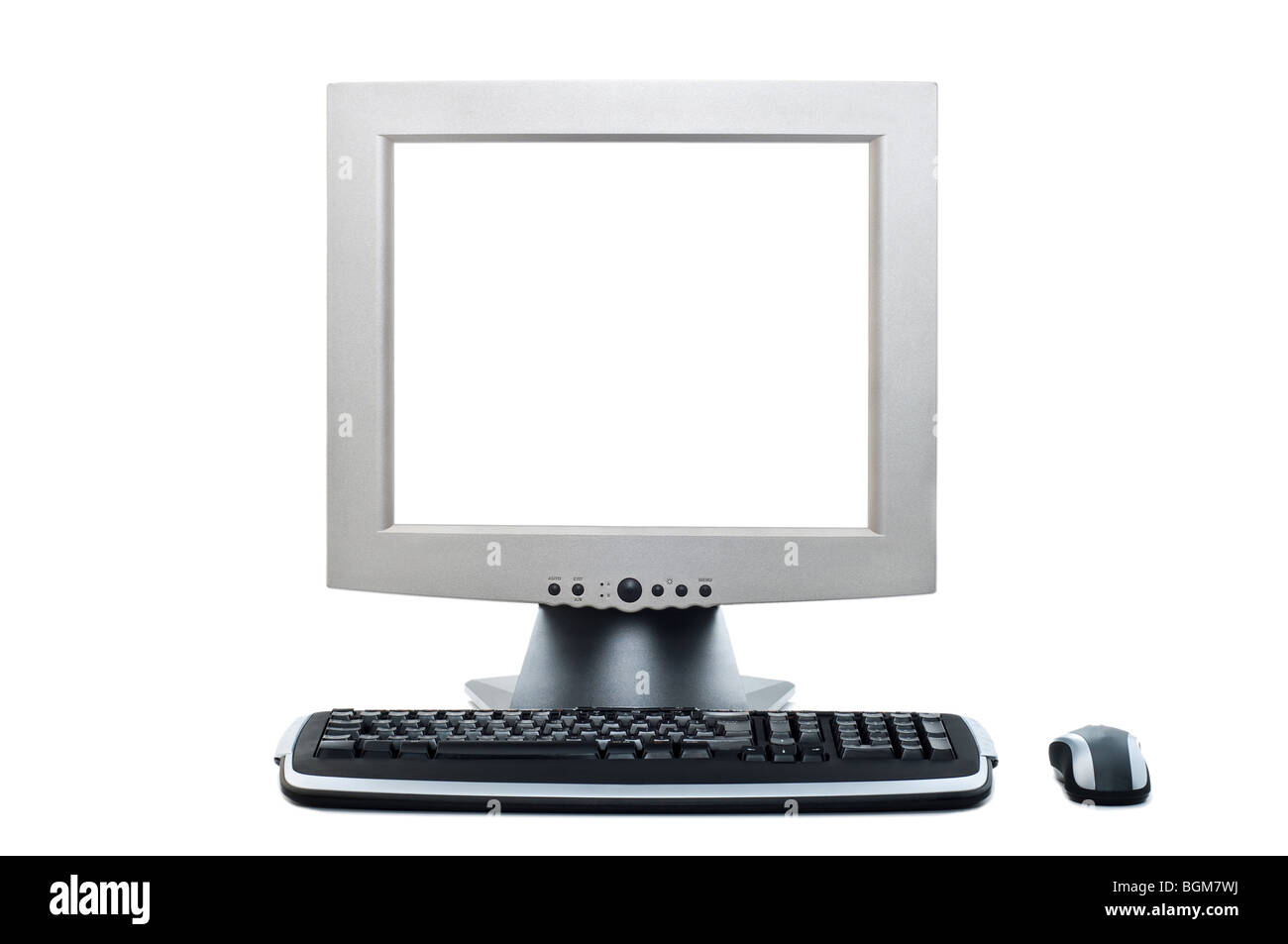 Il display del computer, la tastiera e il mouse Foto Stock