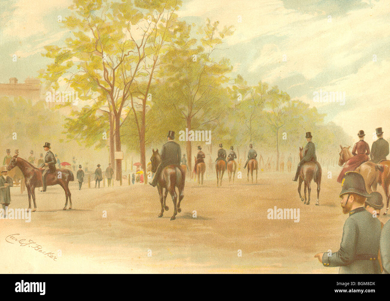 Il marcio fila, Hyde Park, Londra da Carl Becker (1862-1926) Foto Stock