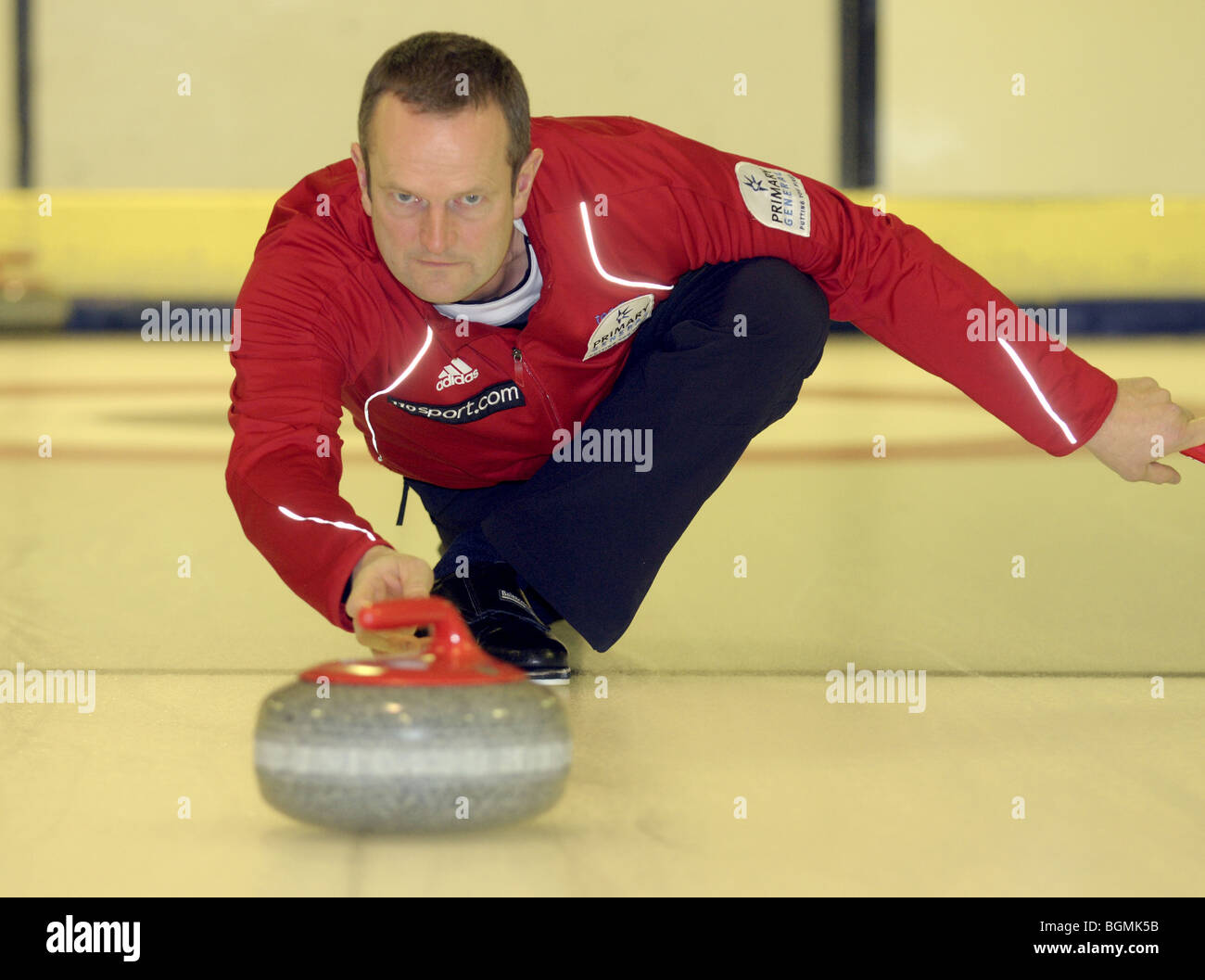 Peter Smith Team GB gli uomini del team di curling per Vancouver Olimpiadi Invernali 2010. Foto Stock
