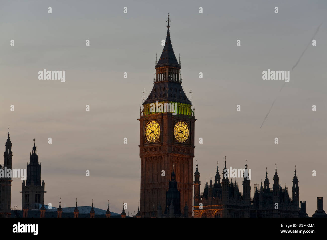 Il Big Ben, la Casa del Parlamento, Londra,UK,Tamigi,punto di riferimento storico, crepuscolo Foto Stock